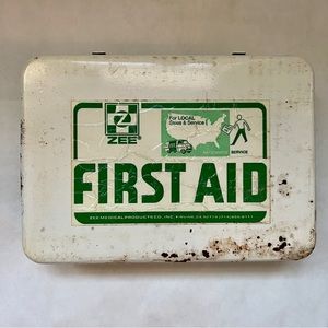 Vintage ZEE First Aid Kit - White Metal Box